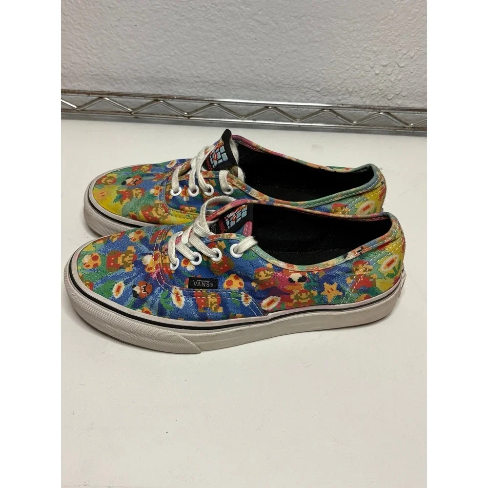Vans x Nintendo Authentic Super Mario Bros Pixel Sneakers Shoes Men 6 Women 7.5
